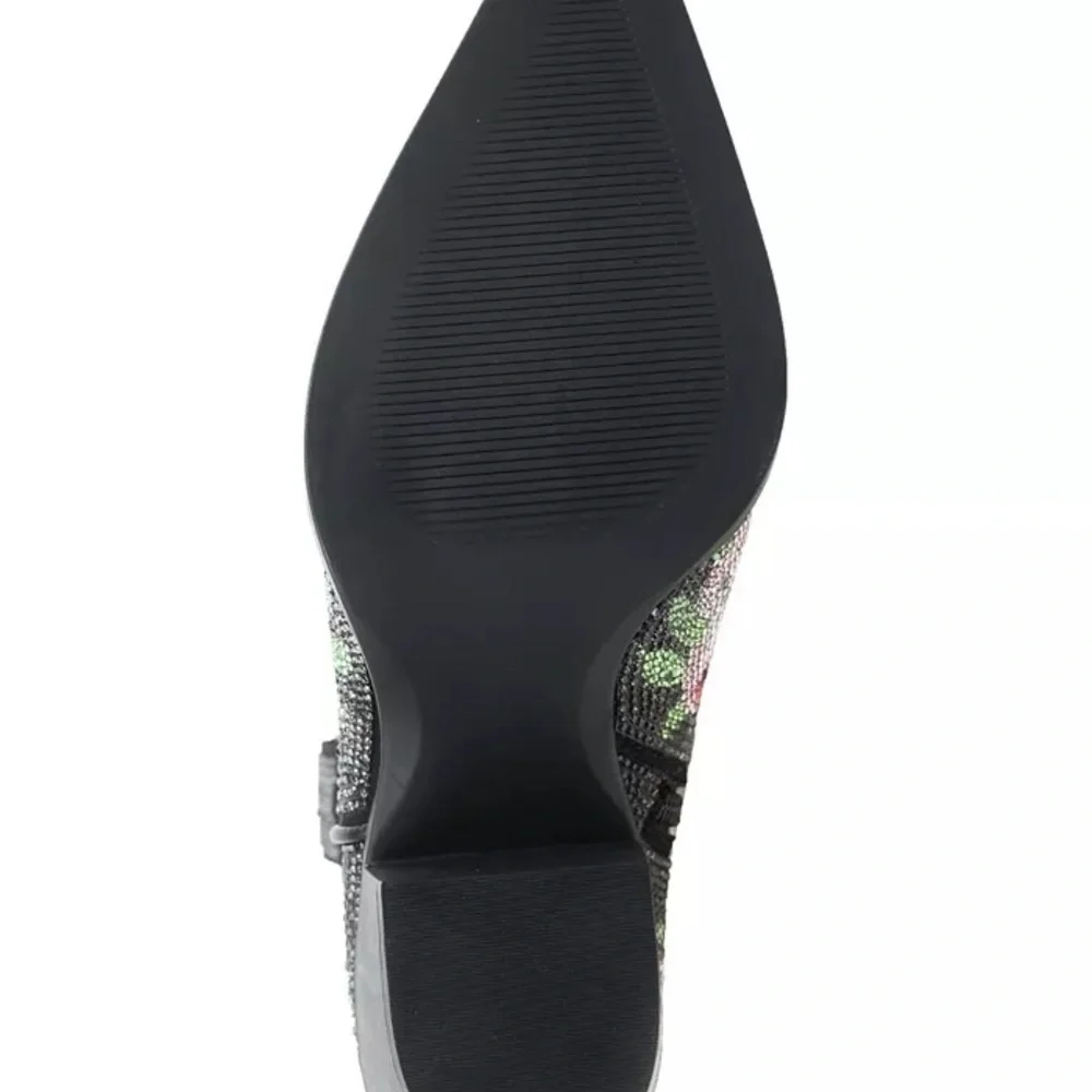 Wild Pair Lacey Floral Rhinestone Western Booties Black Size 7 & 10 , NEW - Picture 9 of 11